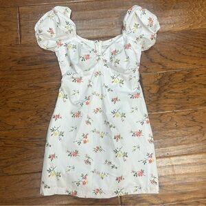 Abercrombie & fitch puff‎ sleeve sweetheart neckline floral babydoll mini dress